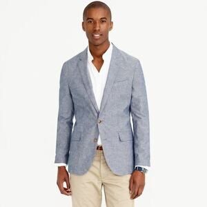J Crew Ludlow Slim Fit Unstructured Suit Jacket Size 36R Cotton Linen Preppy